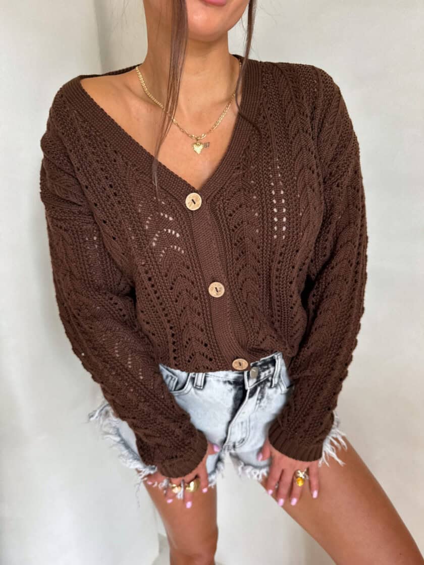 Sweter WOOD – brązowy - obrazek 7