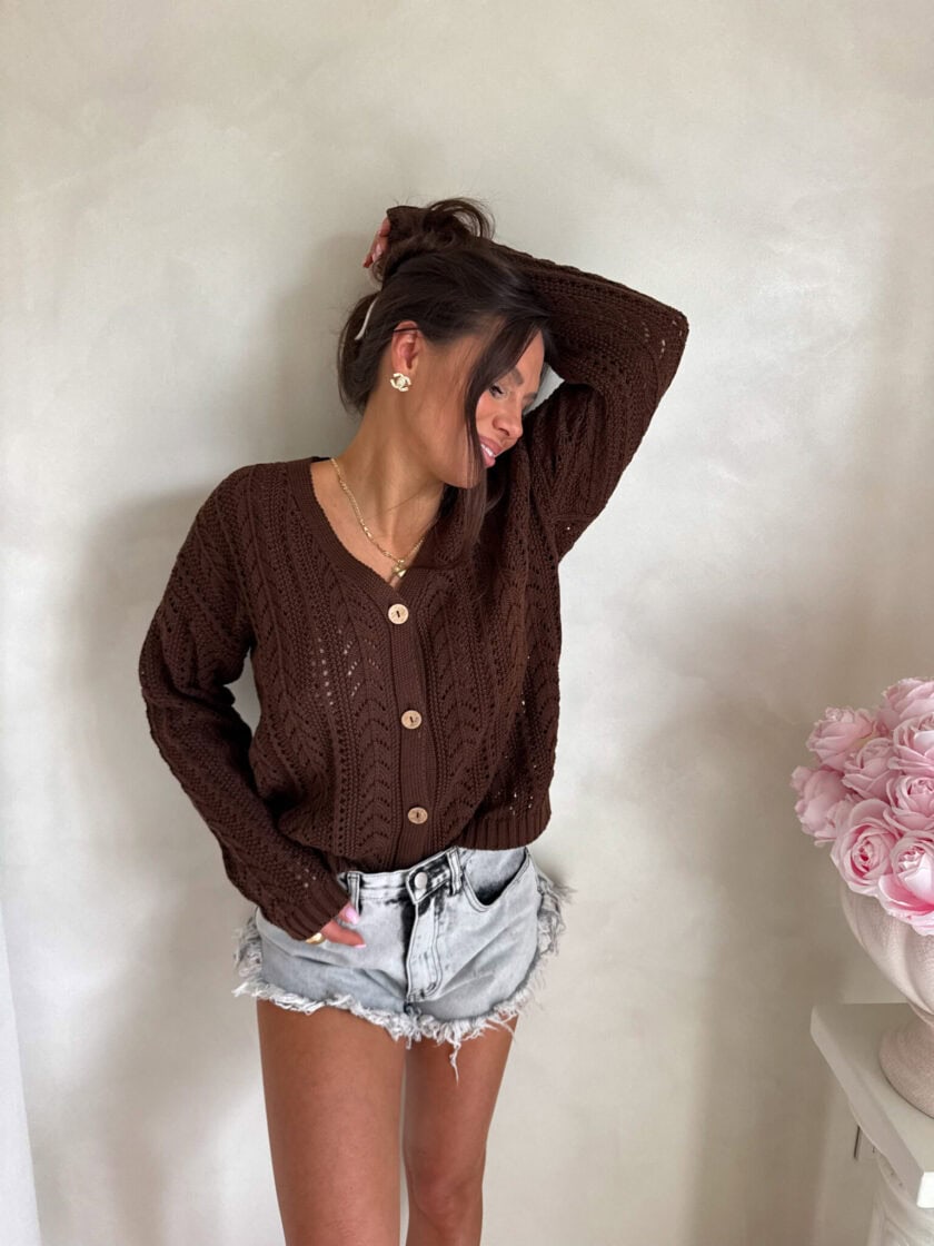 Sweter WOOD – brązowy - obrazek 6