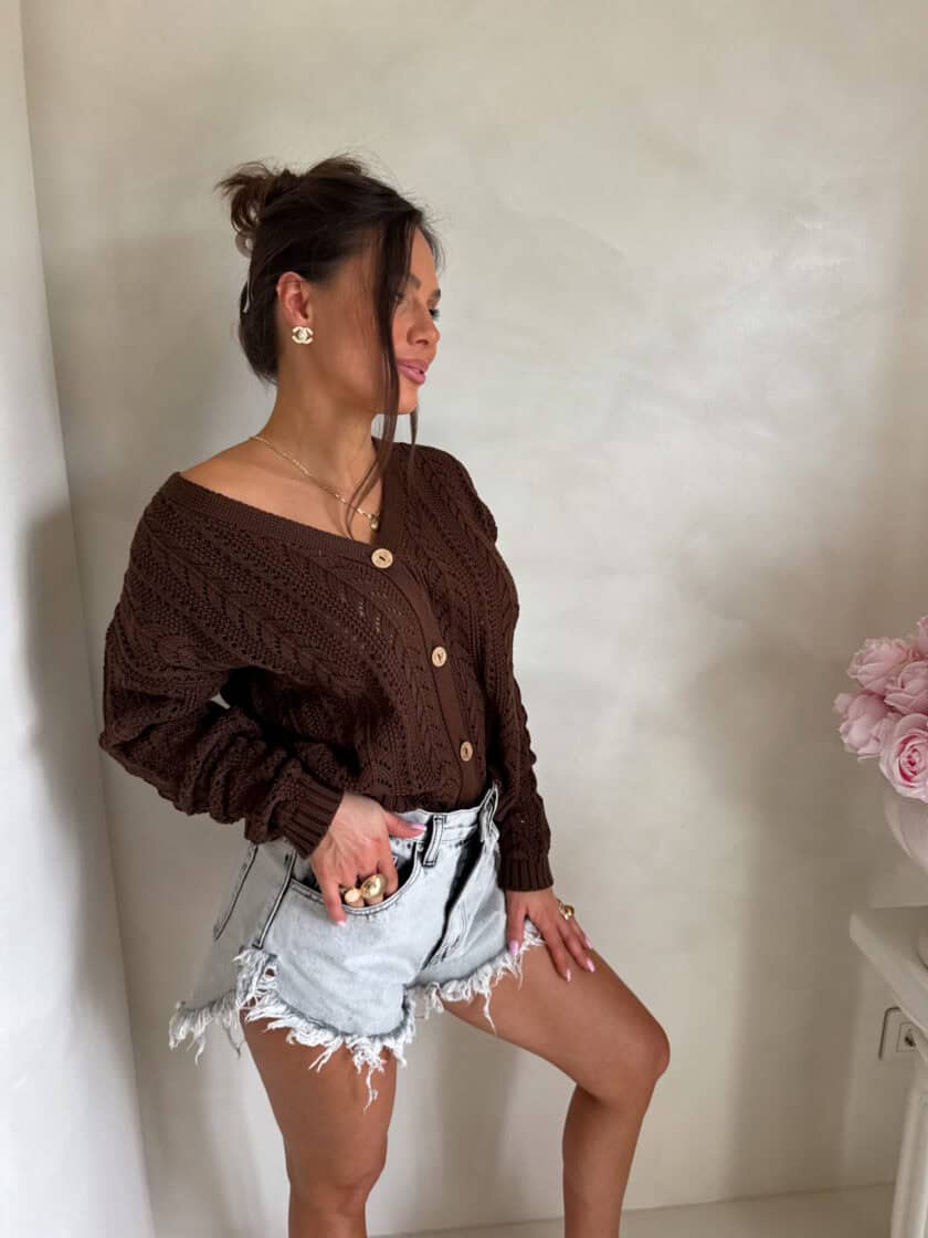 Sweter WOOD – brązowy - obrazek 13