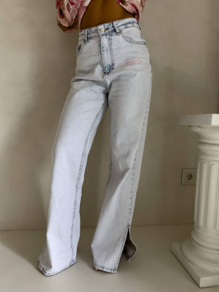 Jeansy FLARED pink one – jasny niebieski - obrazek 5