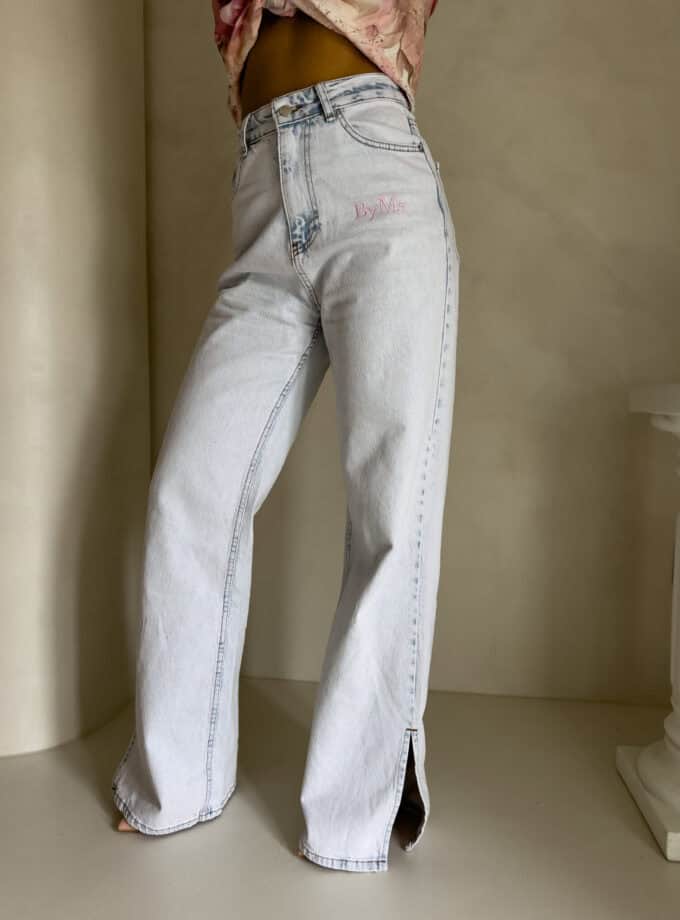 Jeansy FLARED pink one – jasny niebieski