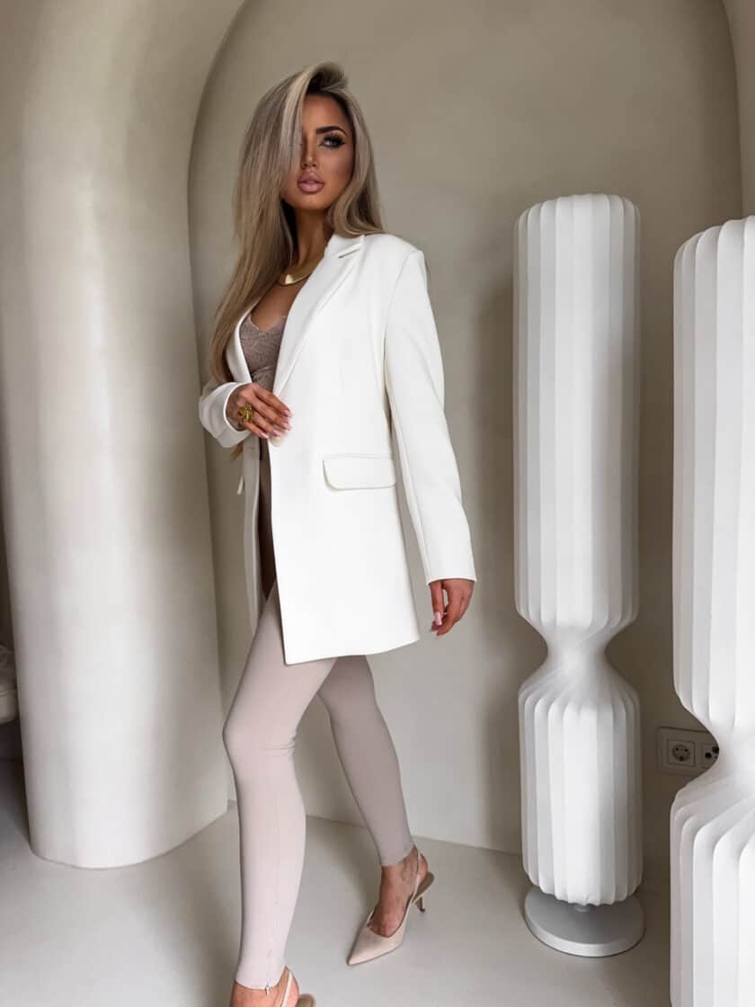 Marynarka LONG – ecru - obrazek 12