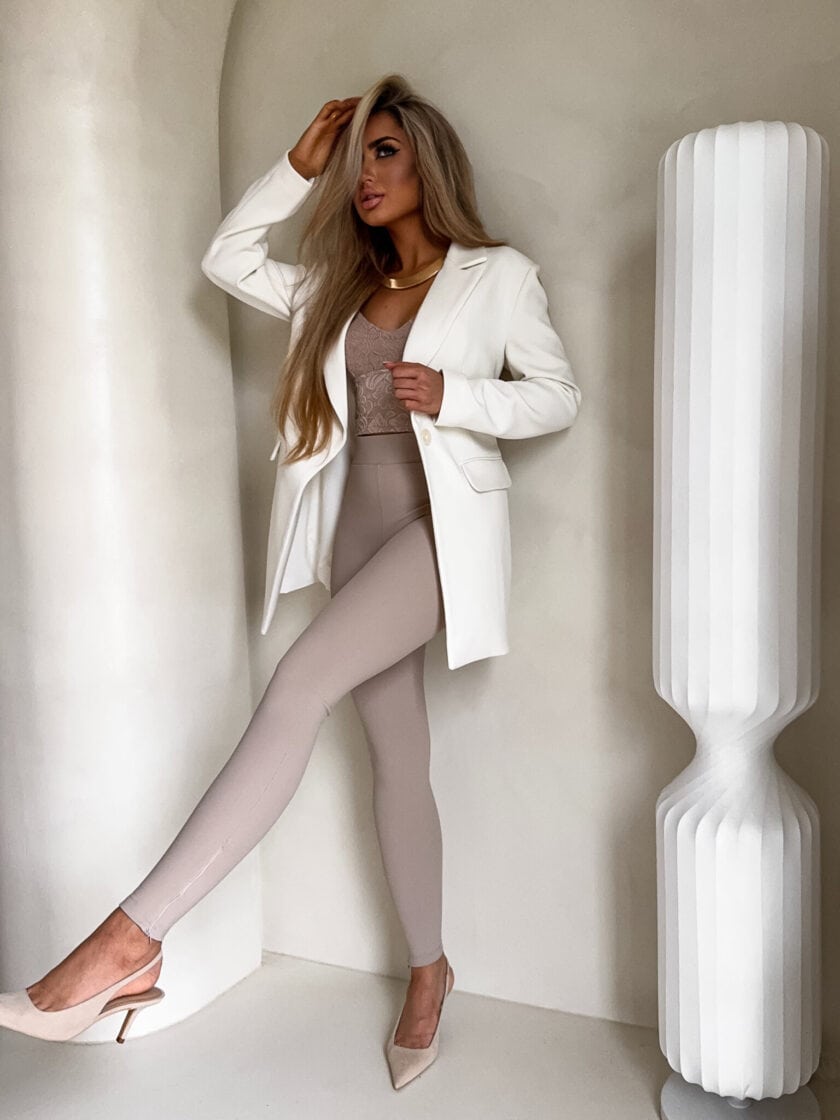 Marynarka LONG – ecru - obrazek 15