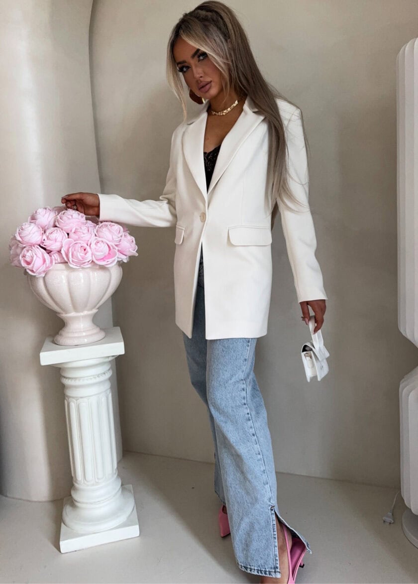 Marynarka LONG – ecru - obrazek 28