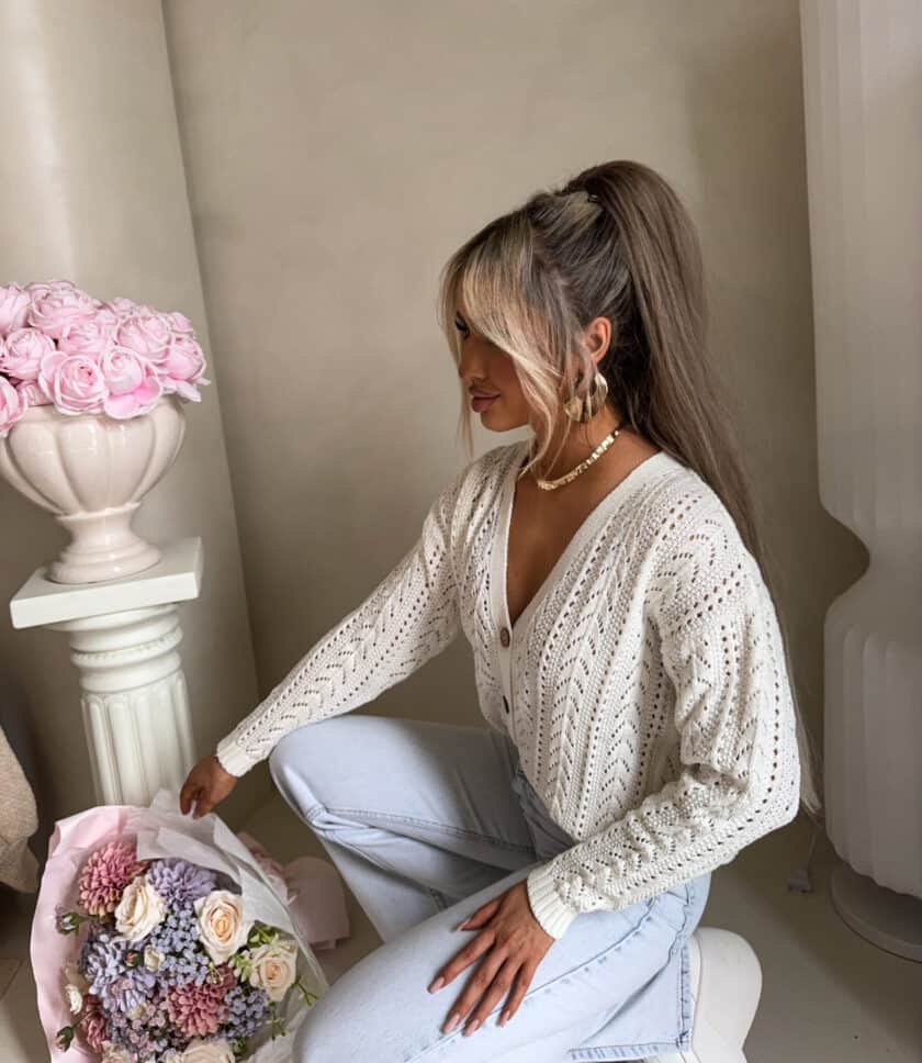 Sweter WOOD – ecru - obrazek 4