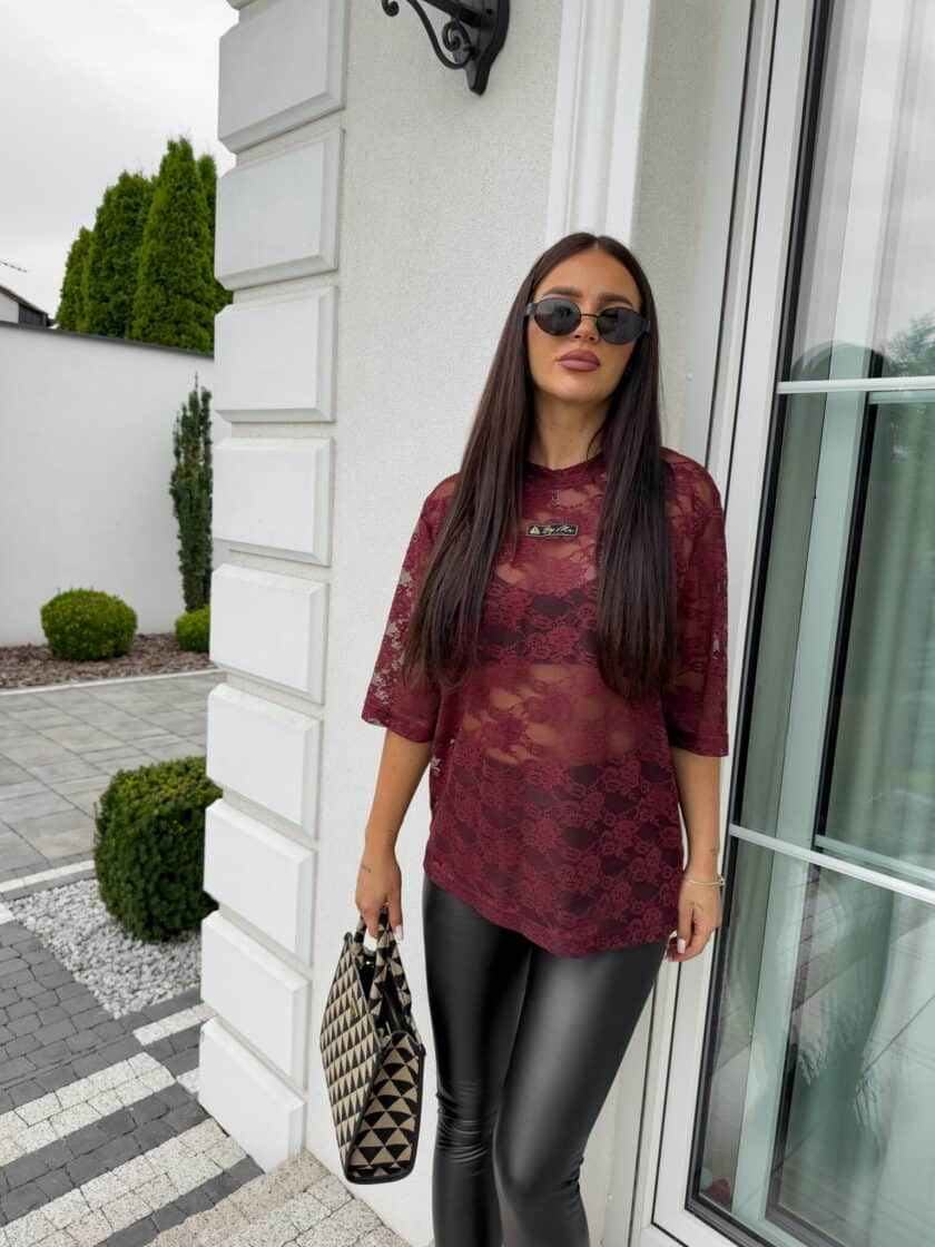 Bluzka MARMARIS II koronka - bordowa - obrazek 6