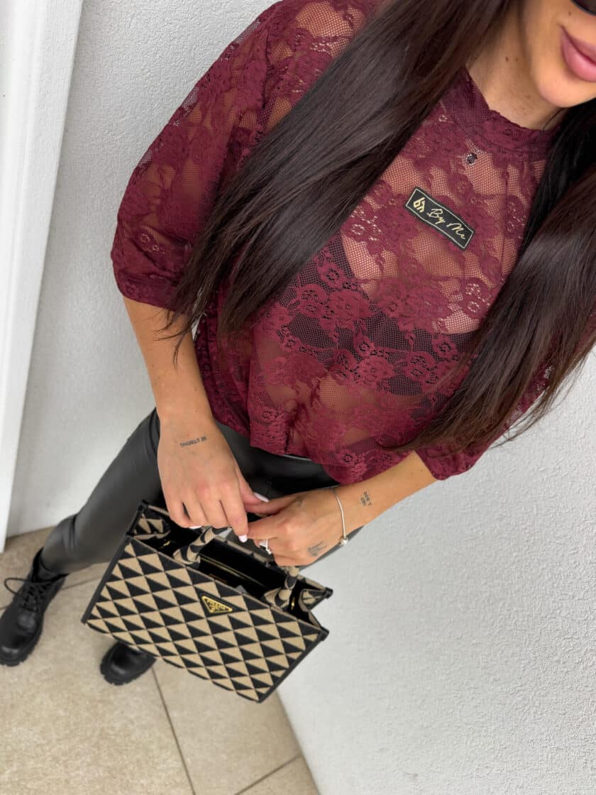 Bluzka MARMARIS II koronka - bordowa - obrazek 3