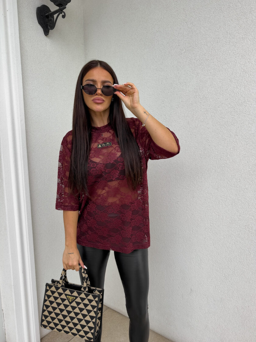 Bluzka MARMARIS II koronka - bordowa - obrazek 5