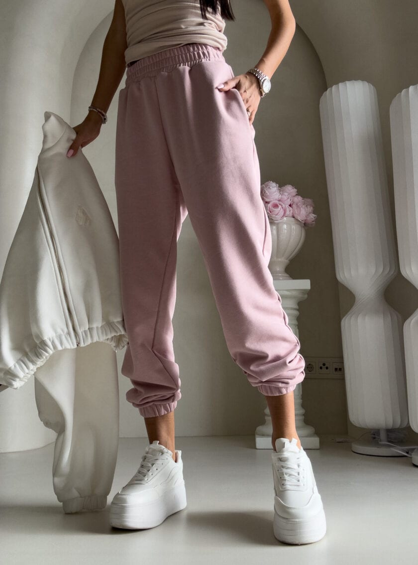 Spodnie dresowe CLASSIC - pudrowy róż