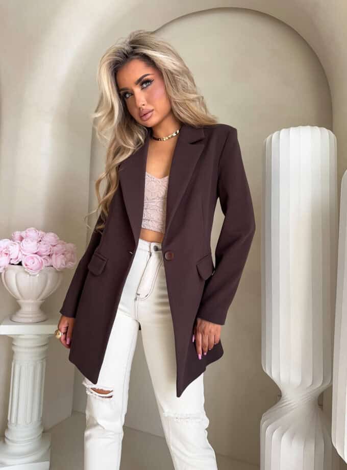 Marynarka LONG – czekoladowa