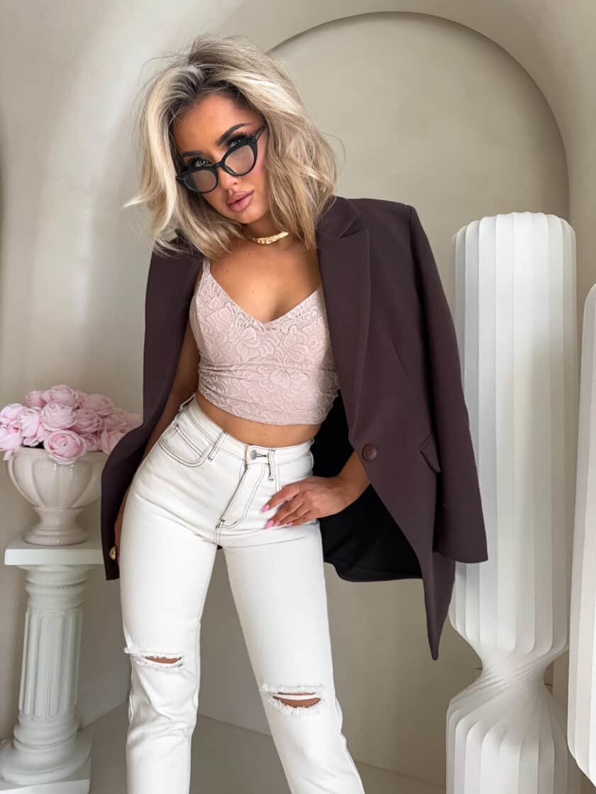 Marynarka LONG – czekoladowa - obrazek 2