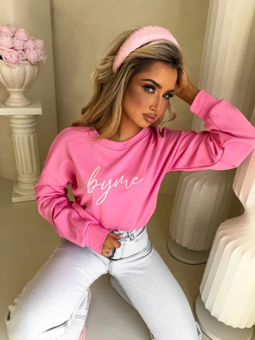 Bluza dresowa LOGO – mocny róż