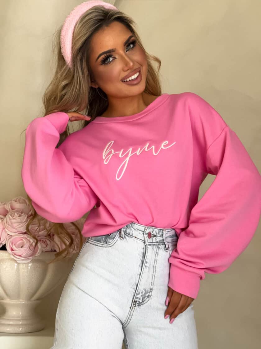 Bluza dresowa LOGO – mocny róż - obrazek 3