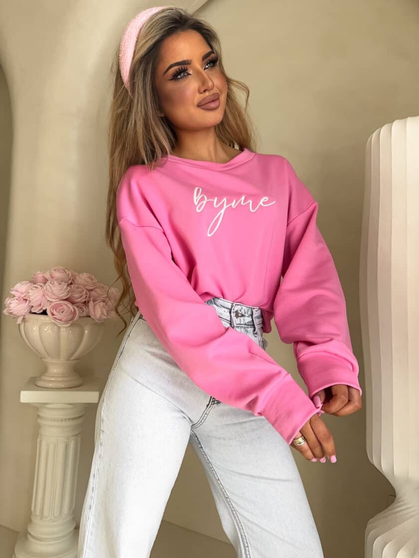 Bluza dresowa LOGO – mocny róż - obrazek 2