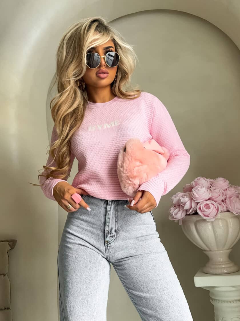 Sweter CRISTAL – jasny róż - obrazek 2