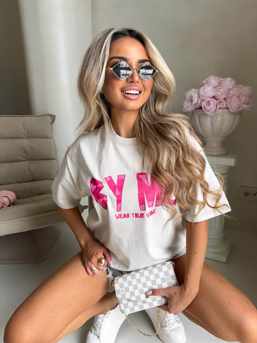 Dekatyzowany t-shirt BALEN - jasny beż - obrazek 2