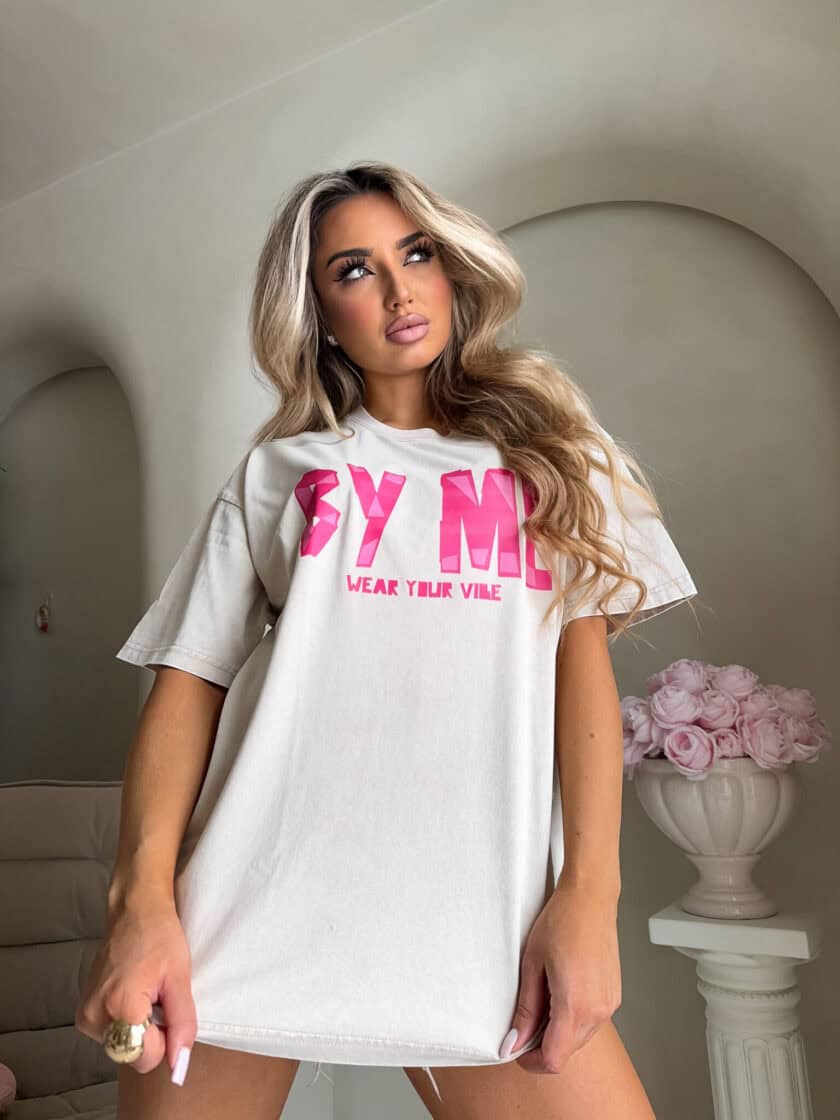 Dekatyzowany t-shirt BALEN - jasny beż - obrazek 6