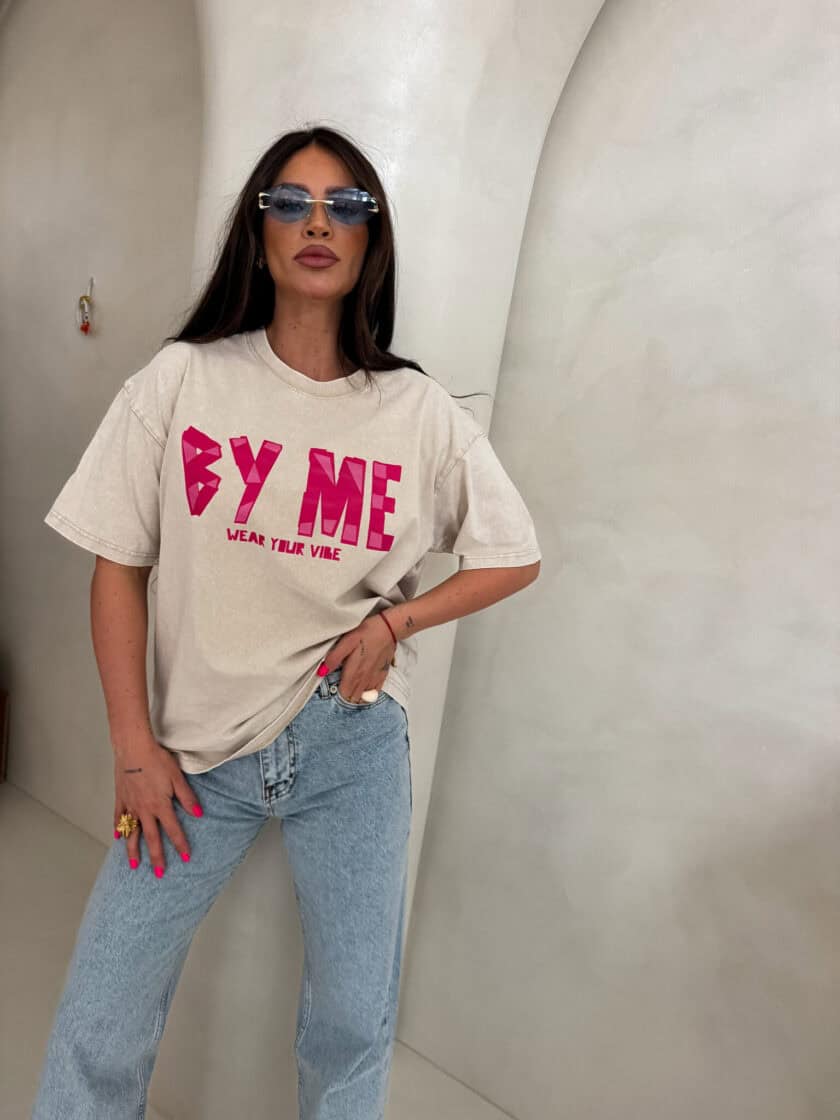 Dekatyzowany t-shirt BALEN - jasny beż - obrazek 5