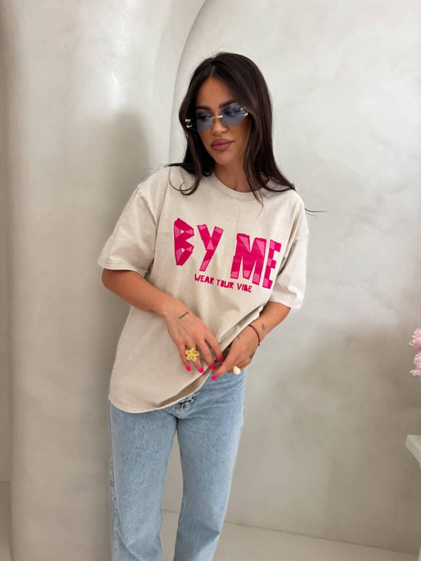 Dekatyzowany t-shirt BALEN - jasny beż - obrazek 8