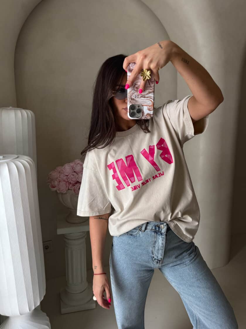 Dekatyzowany t-shirt BALEN - jasny beż - obrazek 7