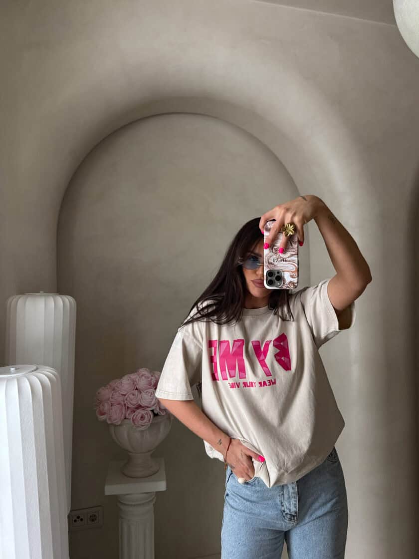 Dekatyzowany t-shirt BALEN - jasny beż - obrazek 11