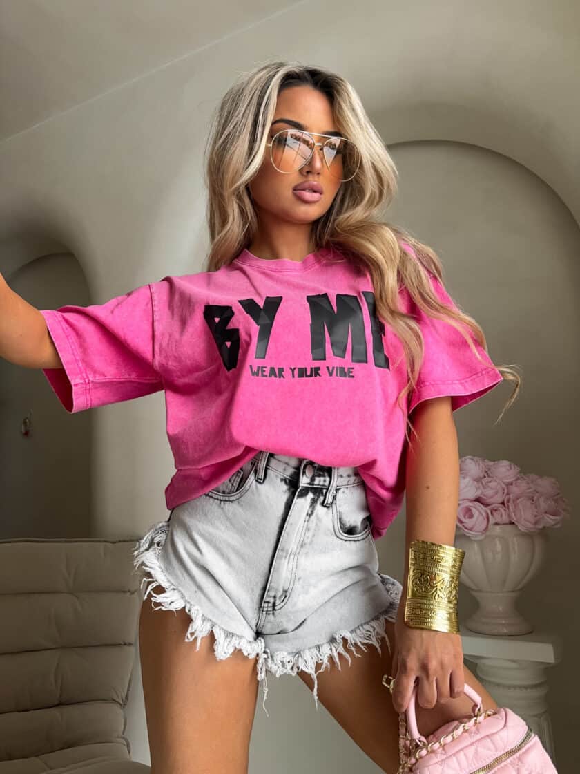 Dekatyzowany t-shirt BALEN - różowy - obrazek 12