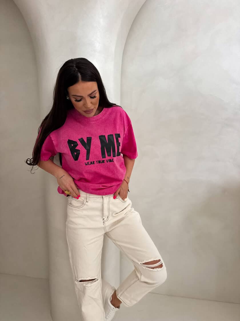 Dekatyzowany t-shirt BALEN - różowy - obrazek 4