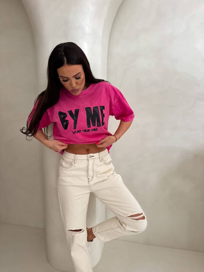 Dekatyzowany t-shirt BALEN - różowy - obrazek 8