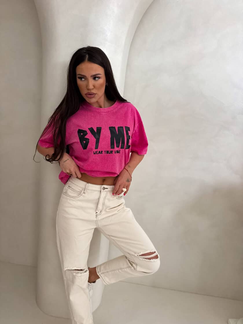 Dekatyzowany t-shirt BALEN - różowy - obrazek 9