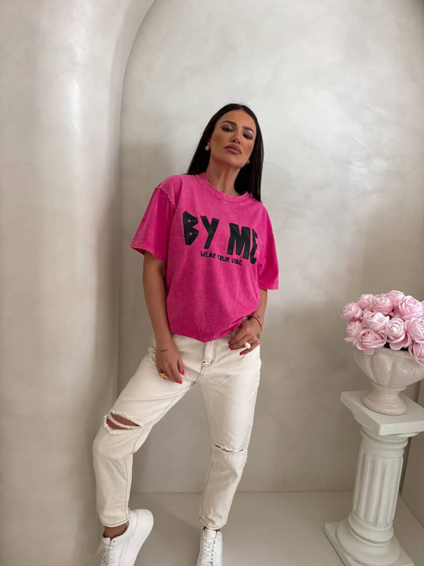 Dekatyzowany t-shirt BALEN - różowy - obrazek 5