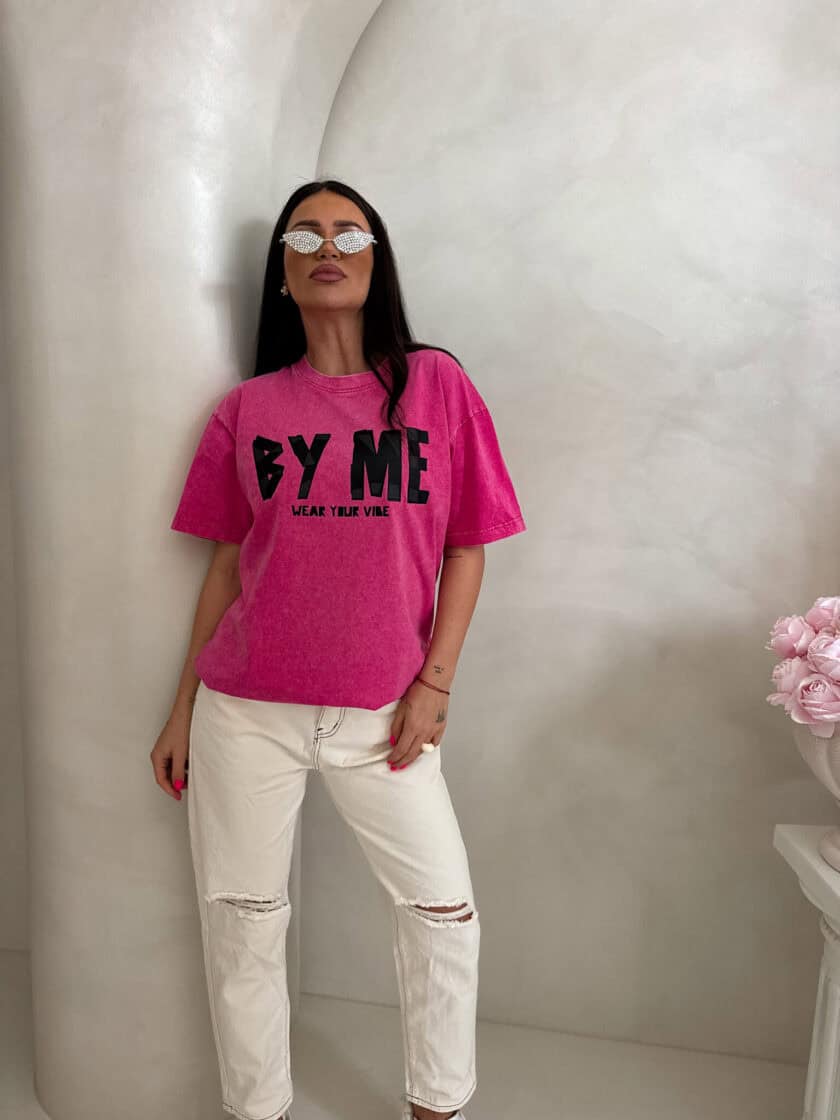 Dekatyzowany t-shirt BALEN - różowy - obrazek 10