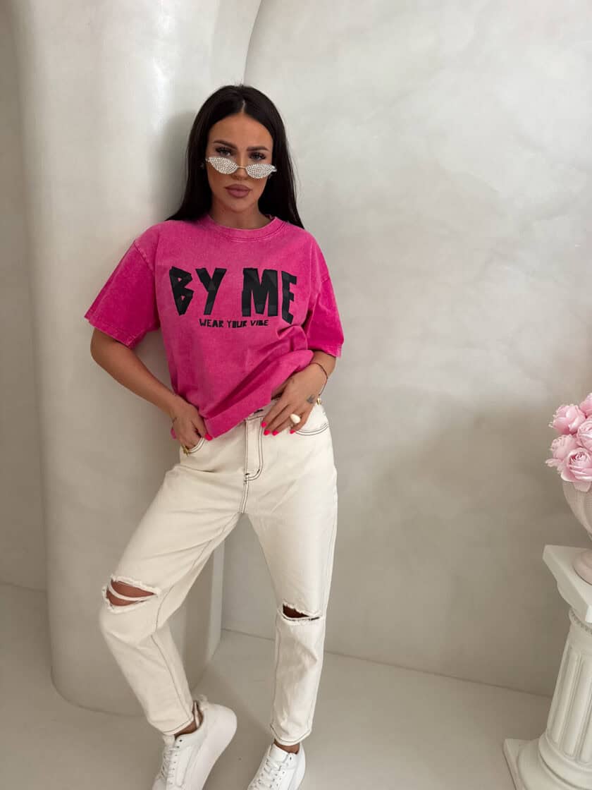 Dekatyzowany t-shirt BALEN - różowy