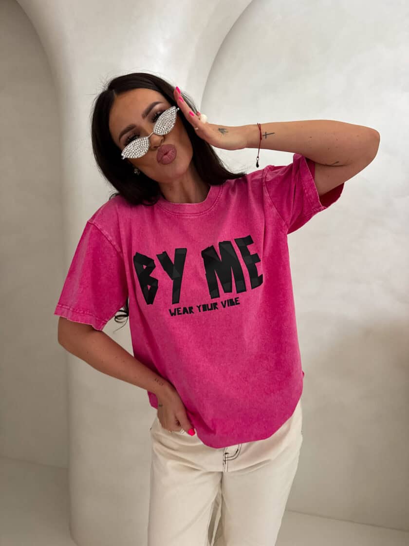 Dekatyzowany t-shirt BALEN - różowy - obrazek 2