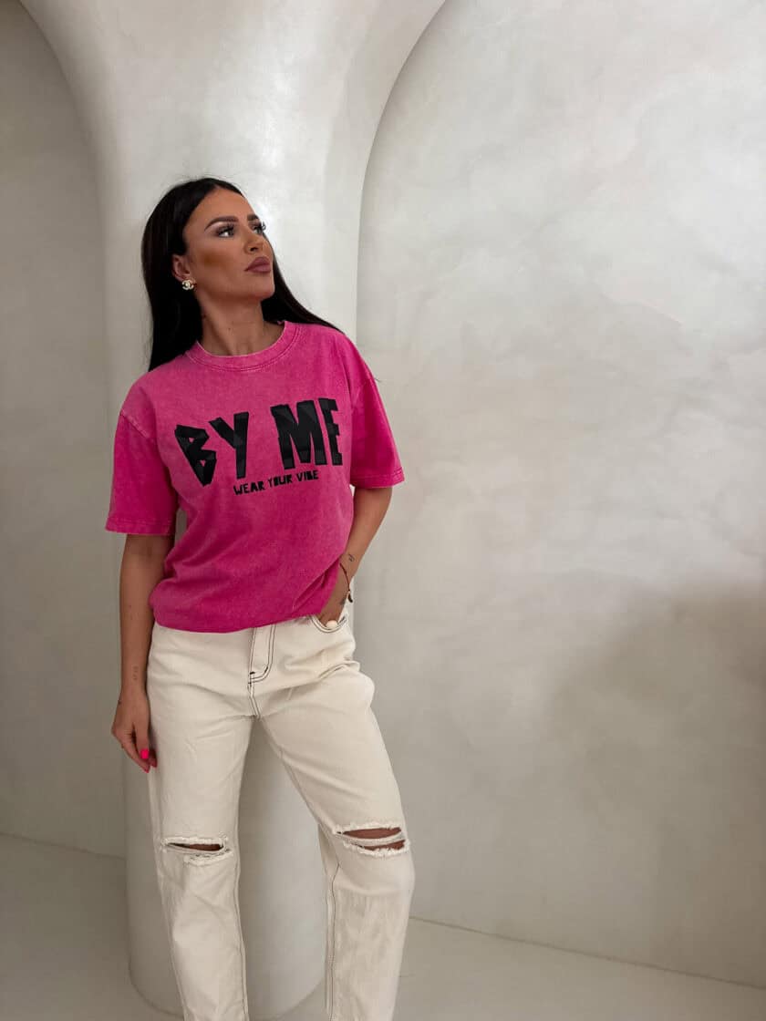 Dekatyzowany t-shirt BALEN - różowy - obrazek 14