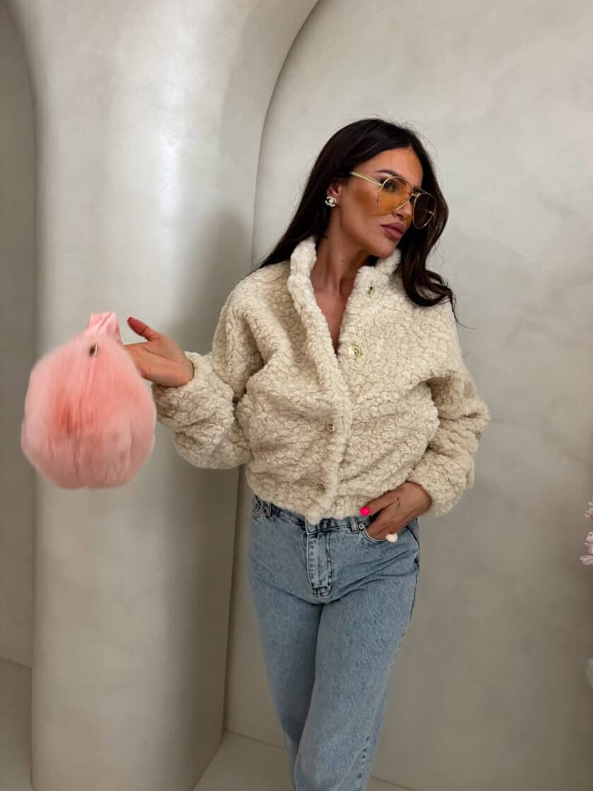 Kurtka bomberka CLOUDY – jasny beż - obrazek 3