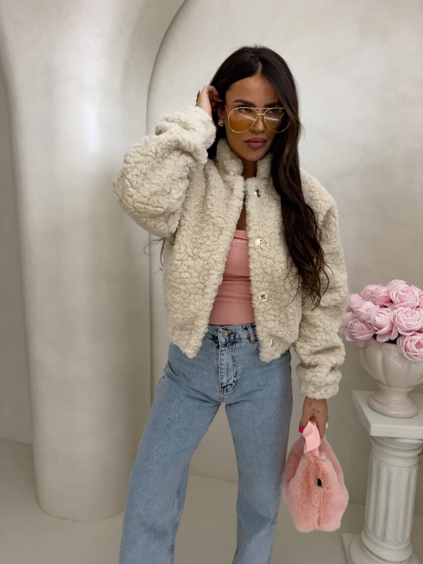 Kurtka bomberka CLOUDY – jasny beż - obrazek 5