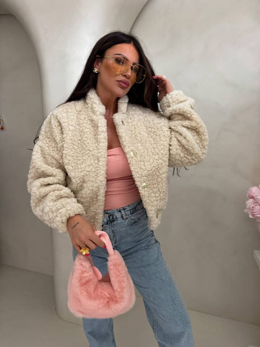 Kurtka bomberka CLOUDY – jasny beż - obrazek 2