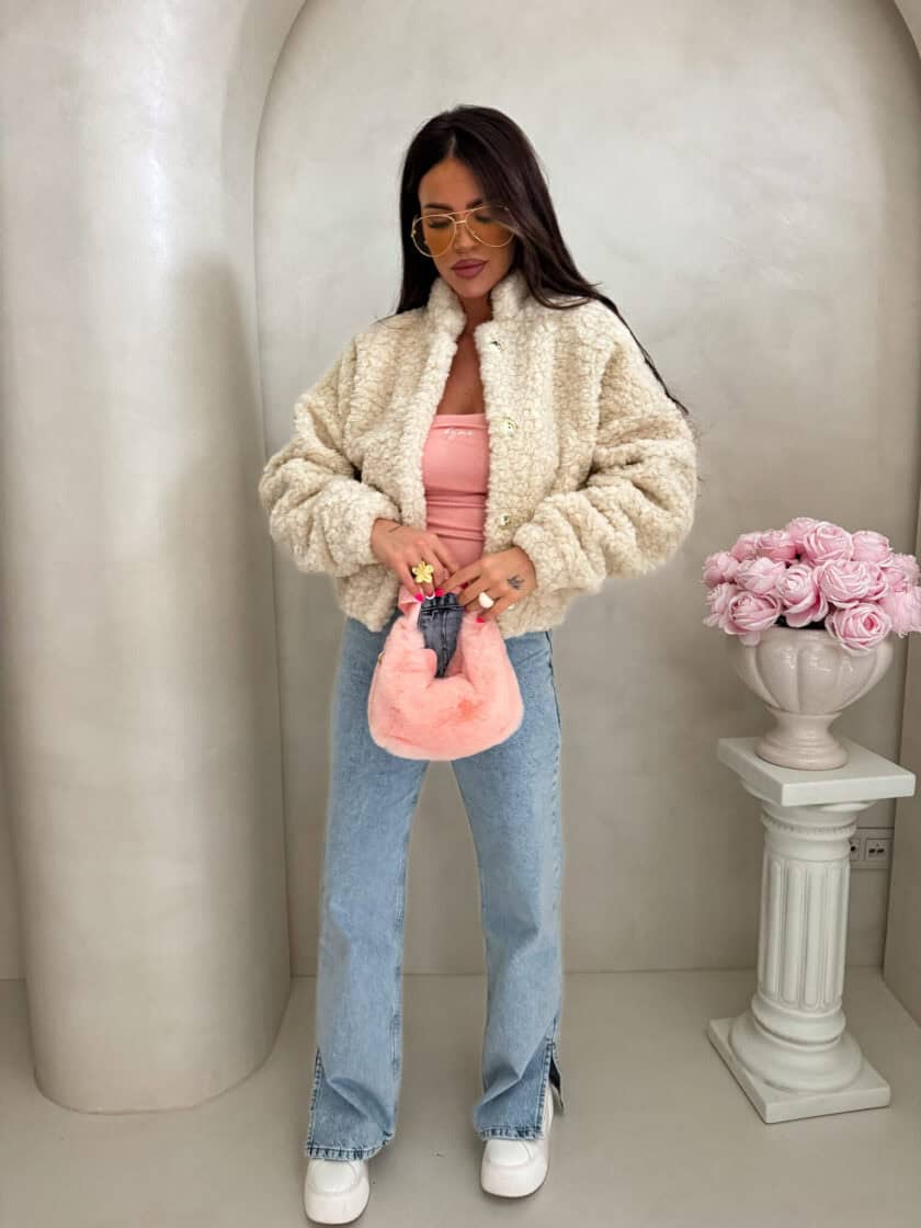 Kurtka bomberka CLOUDY – jasny beż - obrazek 4