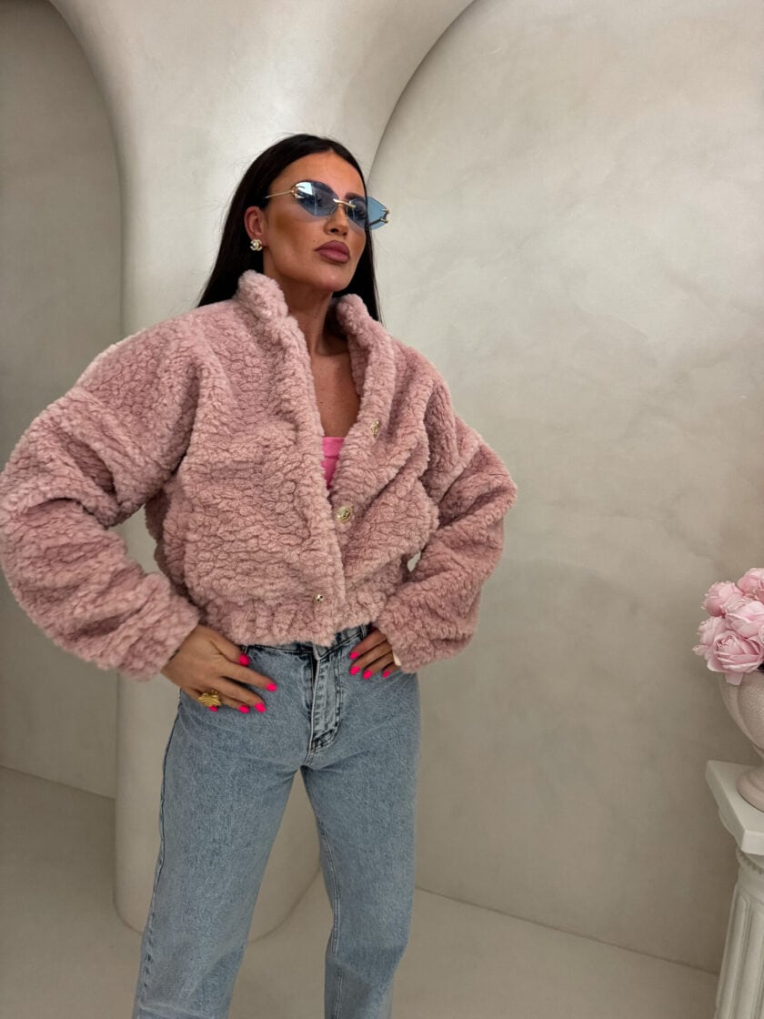 Kurtka bomberka CLOUDY – pudrowy róż - obrazek 2