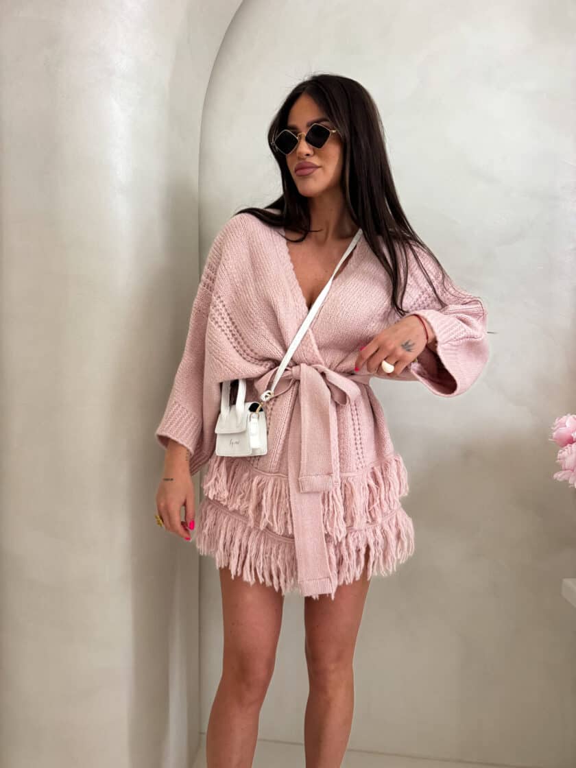 Kardigan ORIANA - pudrowy róż - obrazek 3