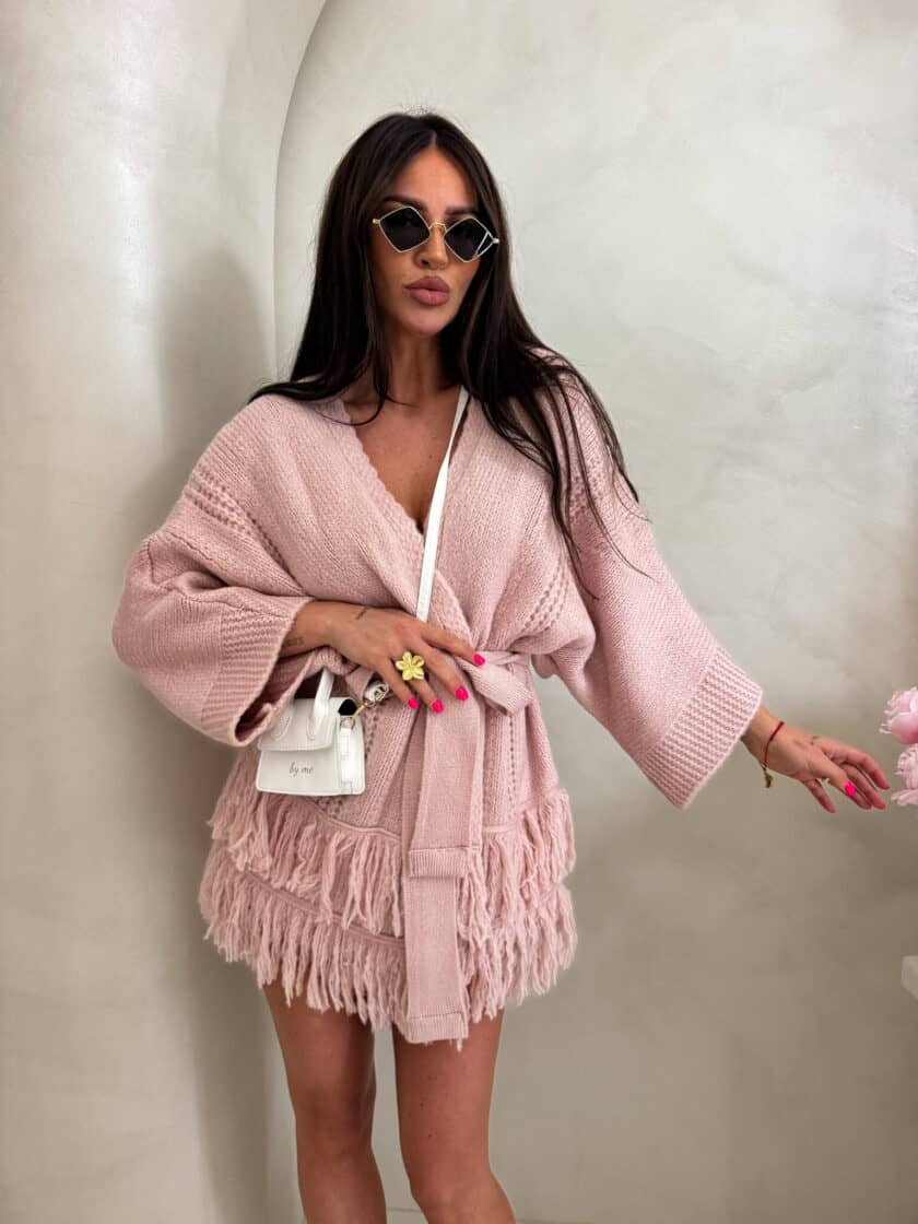 Kardigan ORIANA - pudrowy róż - obrazek 7