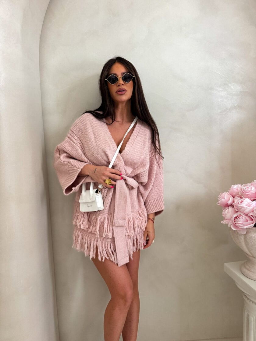 Kardigan ORIANA - pudrowy róż - obrazek 9