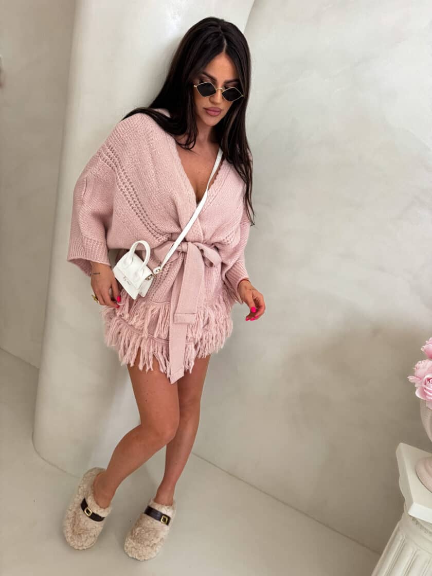 Kardigan ORIANA - pudrowy róż - obrazek 5