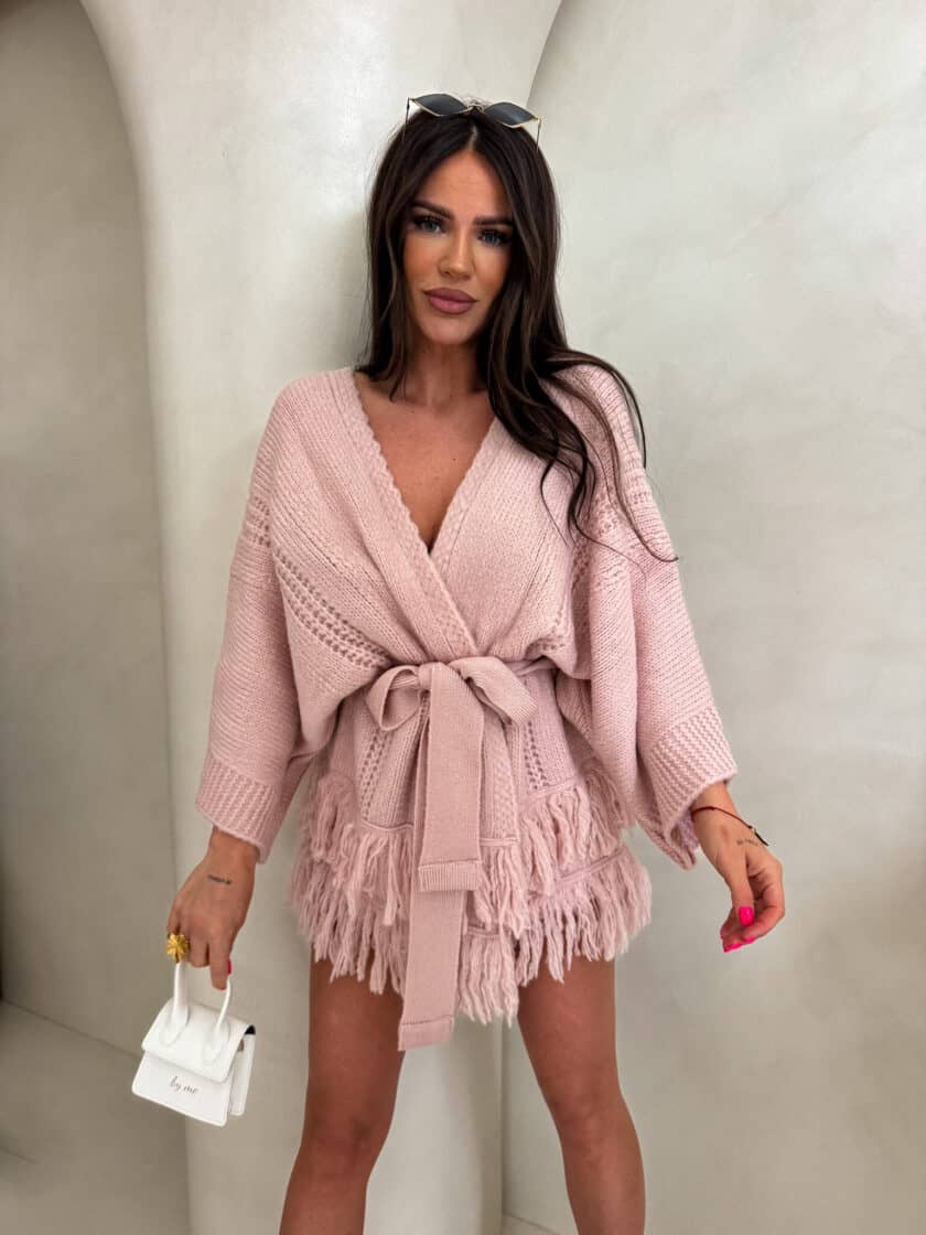 Kardigan ORIANA - pudrowy róż - obrazek 6