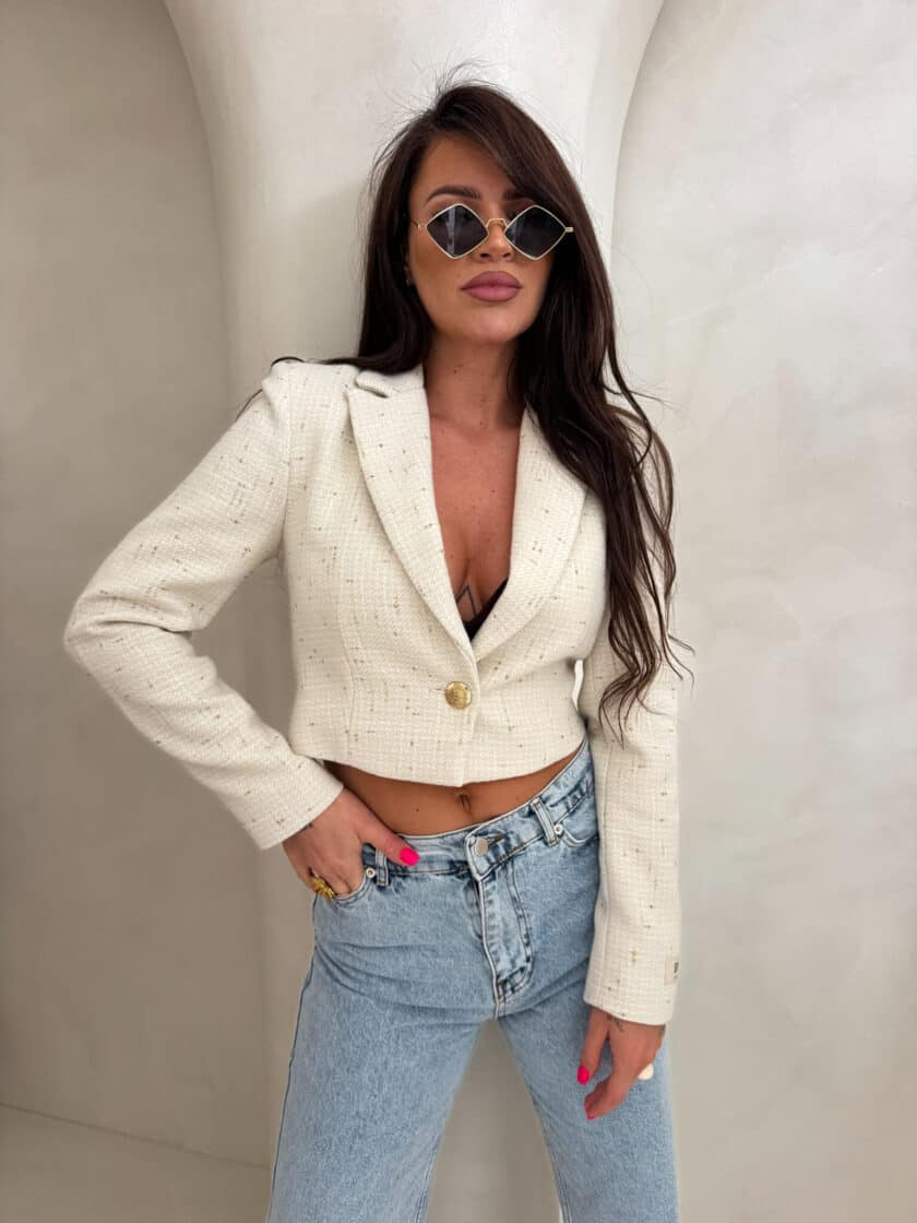 Marynarka SLIM gold - ecru - obrazek 5