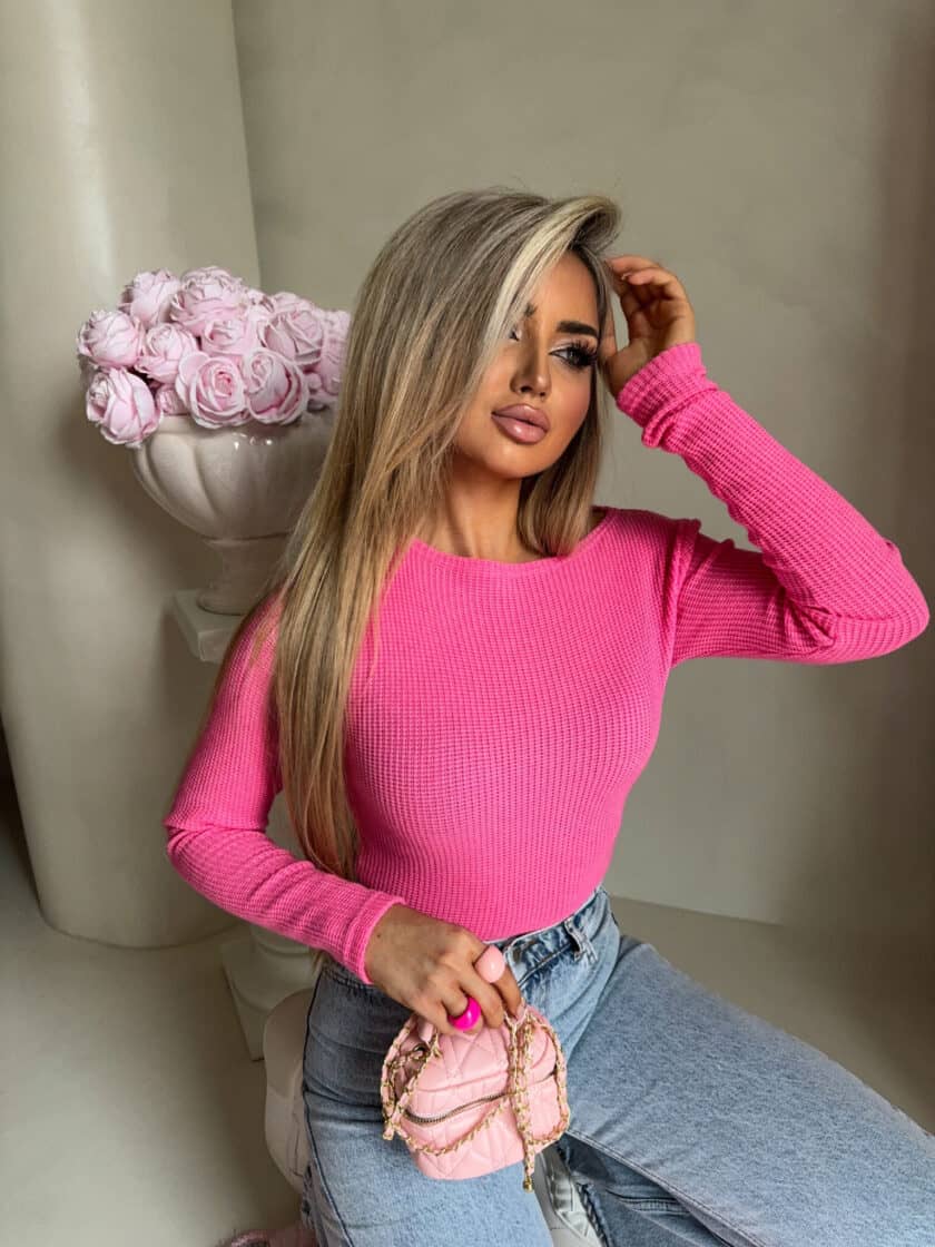 Bluzka SKIN WAFELEK  – różowy - obrazek 4