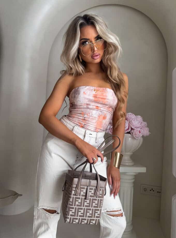 Top MAVEN print ornament - peach