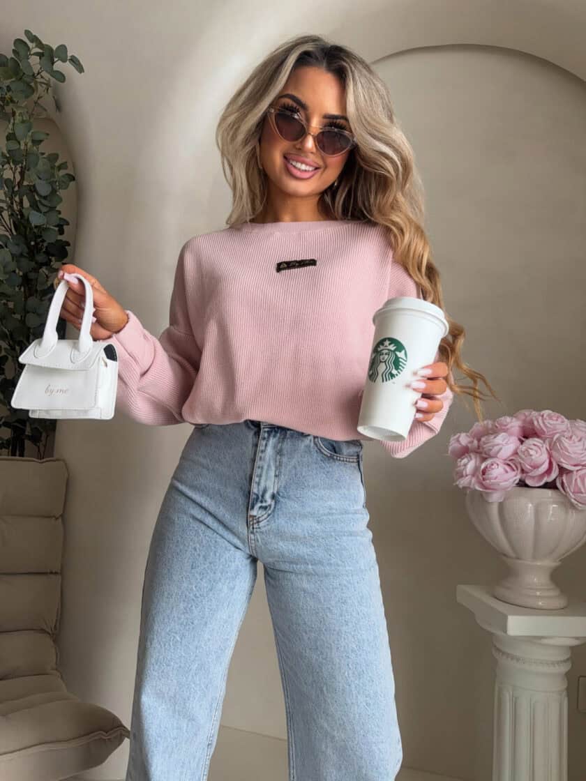 Sweter CANOA – pudrowy róż - obrazek 2