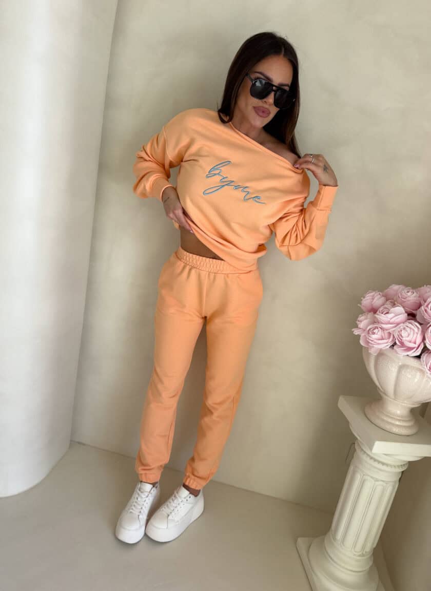 Bluza dresowa LOGO  – morelowa - obrazek 8