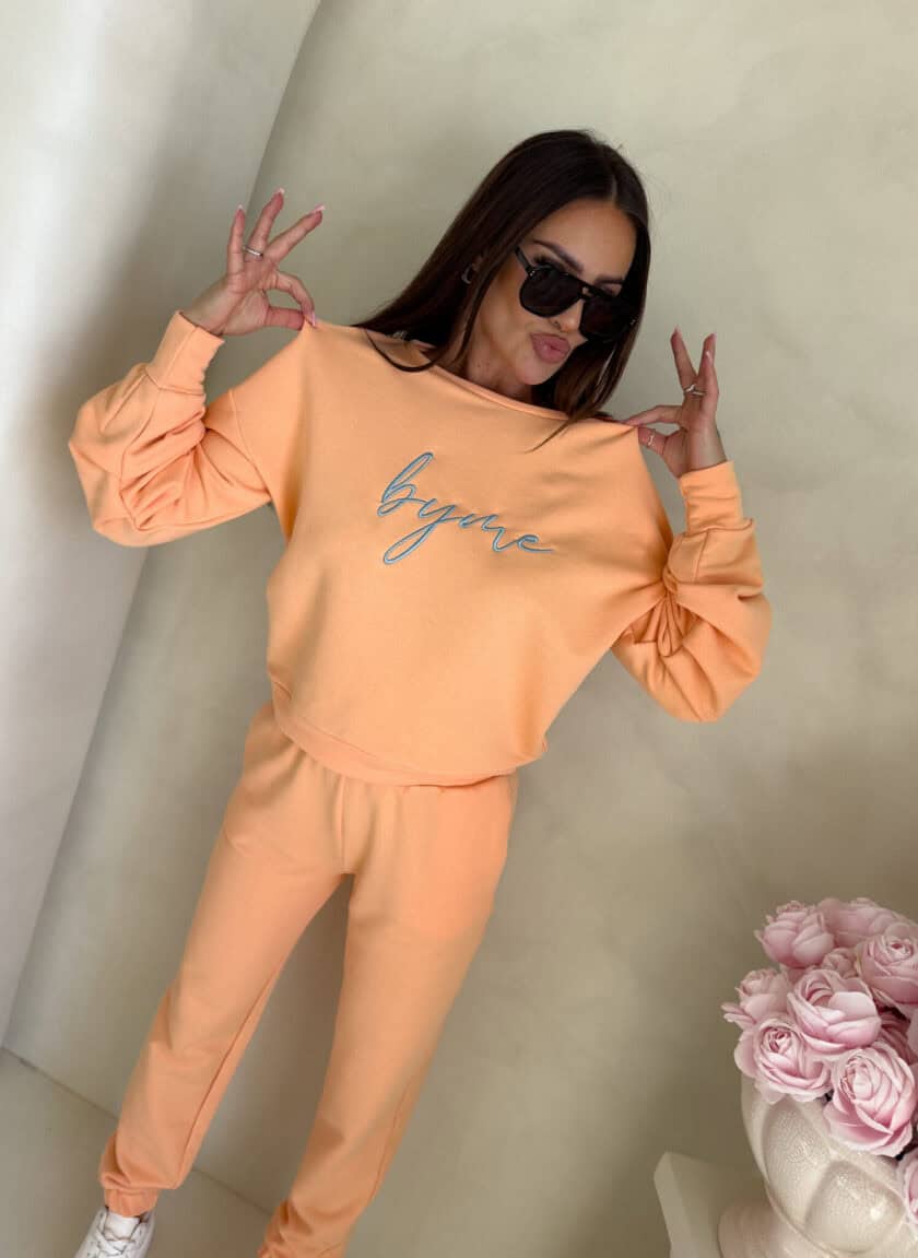 Bluza dresowa LOGO  – morelowa - obrazek 9